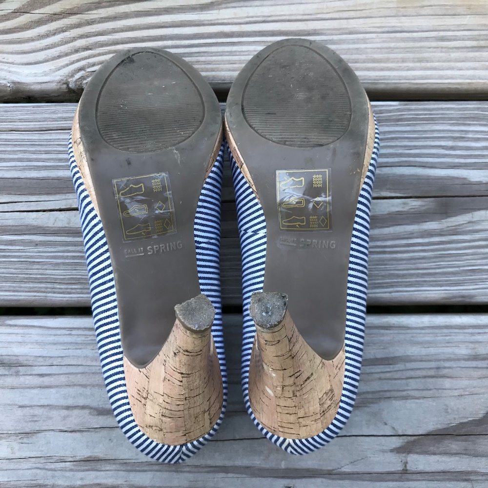 Call it Spring Women Heels Shoes Blue/White Stripe - Picture 8 of 8